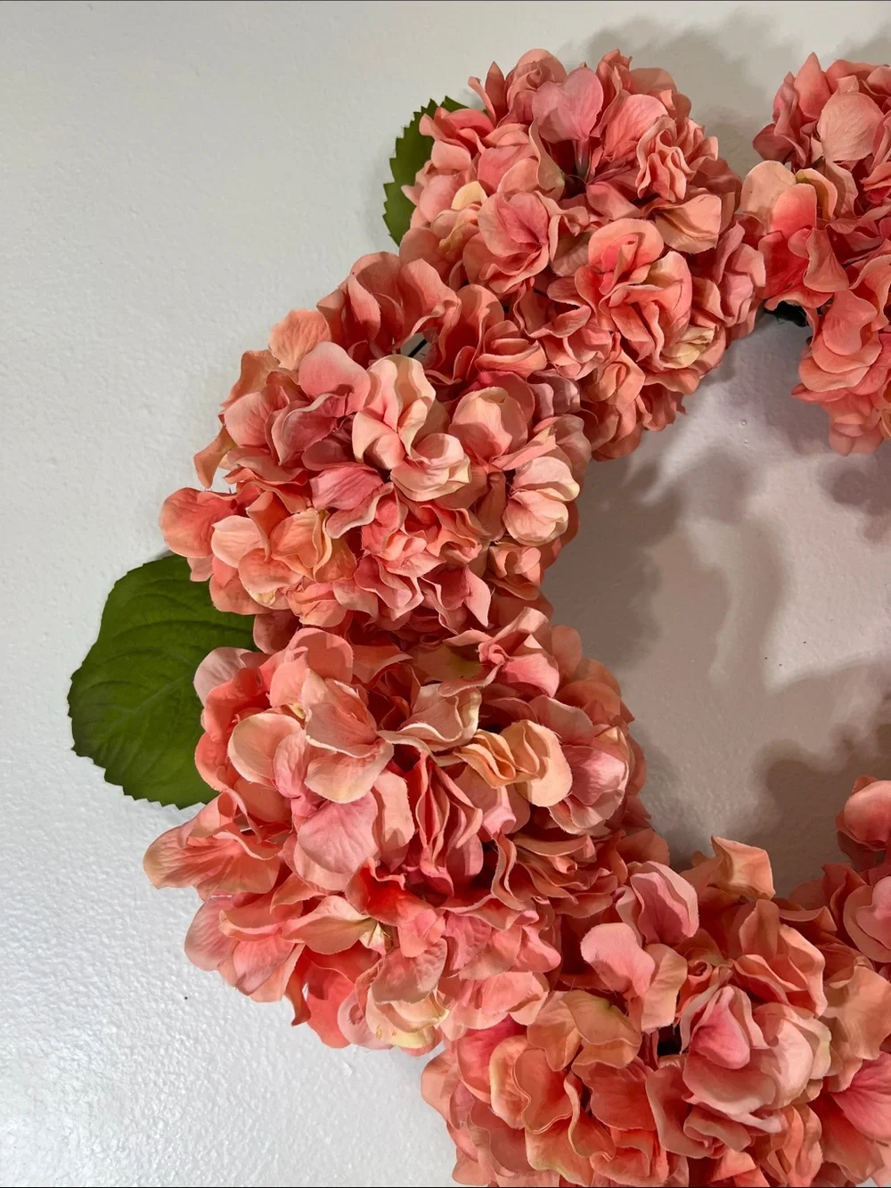 Coral Hydrangea Wreath - Home Holiday Decor